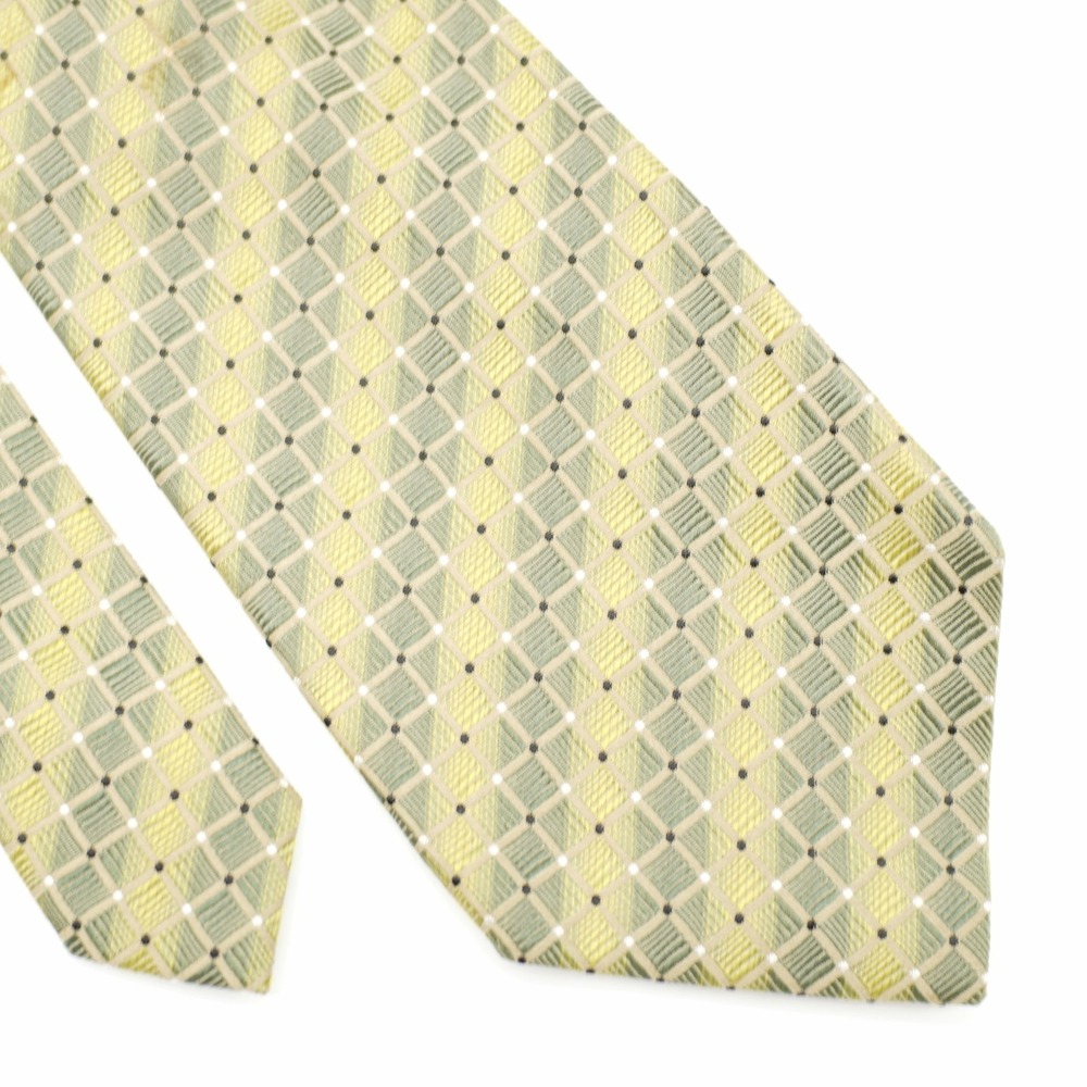 Alfani Green Beige Geometric Striped Woven Silk Tie